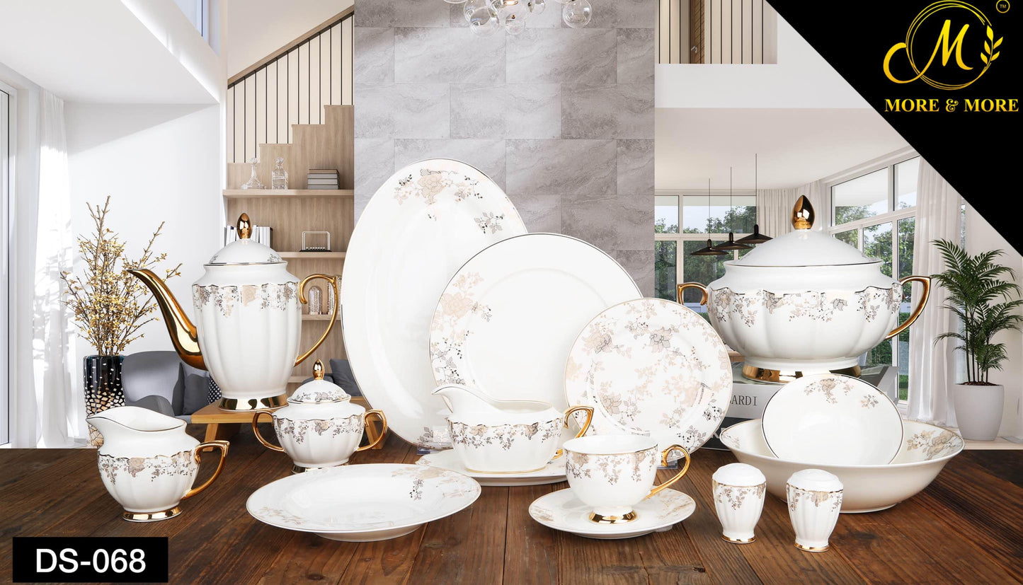Johnson Bros-Inspired White Golden Dinner Set