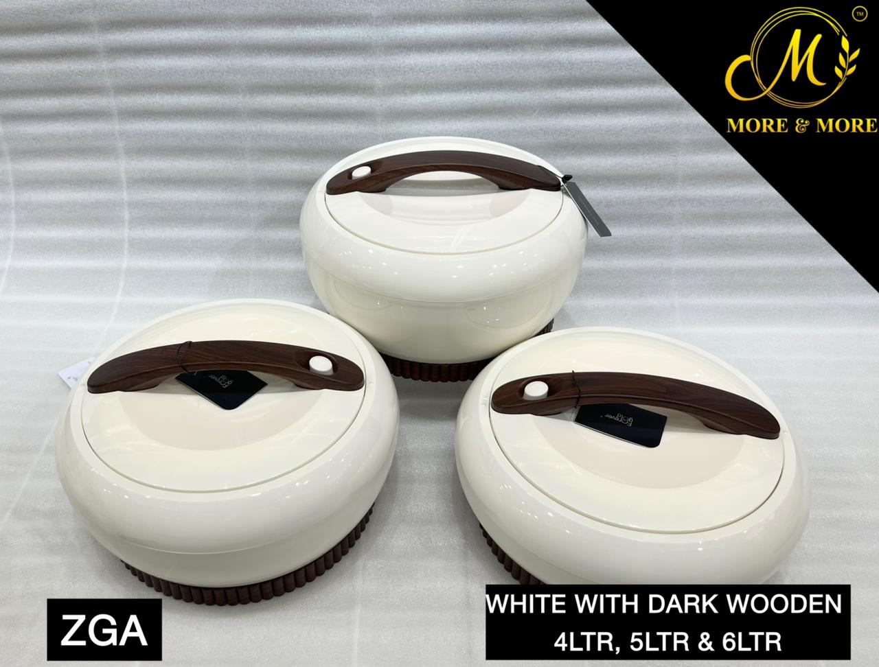 ZGA PEARL WHITE WITH DARK WOODEN - 4LTR, 5LTR & 6LTR