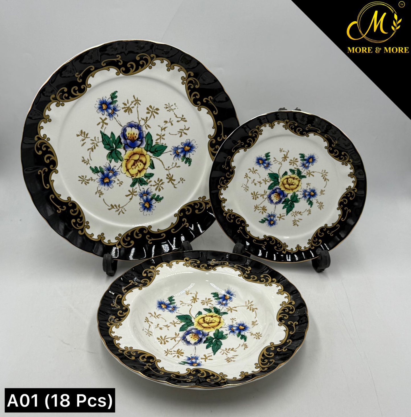 Royal Albert-Inspired Plate Set (18-Pcs) – Design : A01-F
