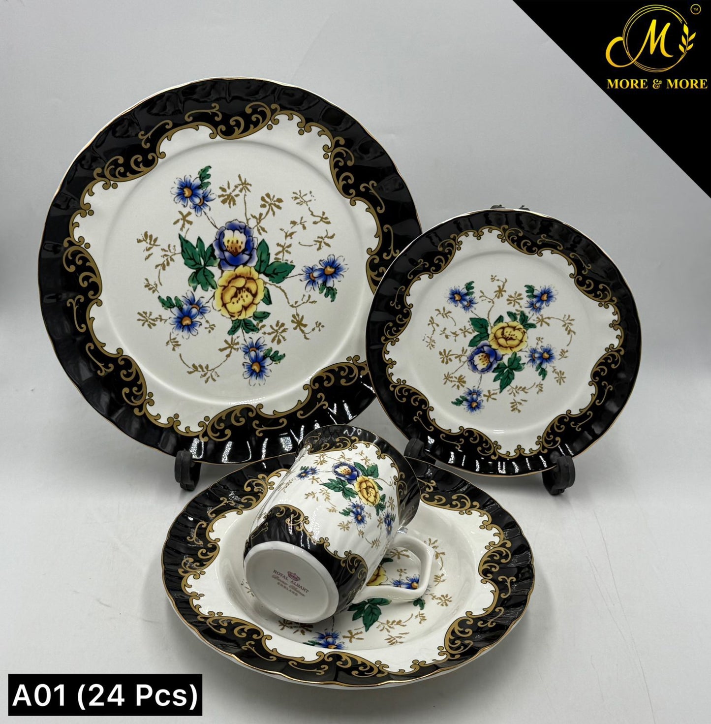 Royal Albert-Inspired 24-Pcs Plate Set – Design : A01-F