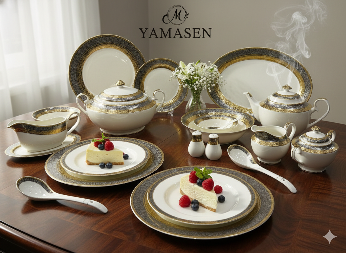 Yamasen Japan-Style Gold Plated Dinner Set - Design: Y-001
